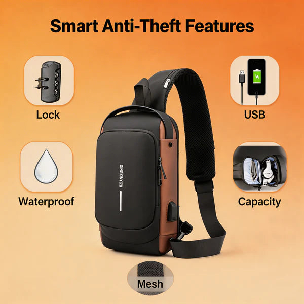 Shoulder Bag with USB Charging – Waterproof Smart Anti-Theft Crossbody Sling Bag