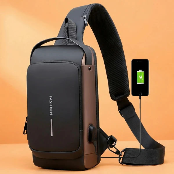 Shoulder Bag with USB Charging – Waterproof Smart Anti-Theft Crossbody Sling Bag