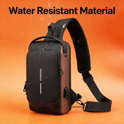 Shoulder Bag with USB Charging – Waterproof Smart Anti-Theft Crossbody Sling Bag